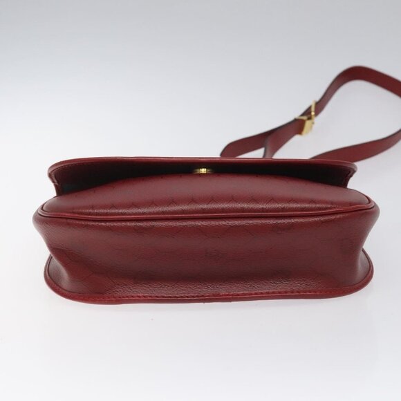 Christian Dior Honeycomb Canvas Shoulder Bag PVC Leather Red Gold Auth - Picture 14 of 16